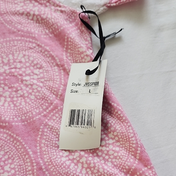 Joan Vass Pink and White Patterned Pajama Set - Picture 3 of 7